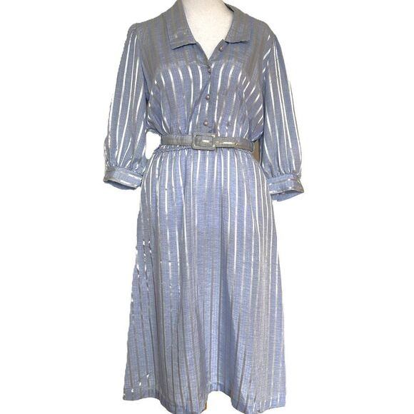 Vintage Collared Dress Womens Size S Shirtwaist Belted Short Sleeve - Picture 1 of 9